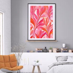 Flowing Pink Floral  Poster