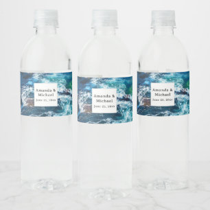 Flowing River Scenic Nature Photo Wedding Water Bottle Label