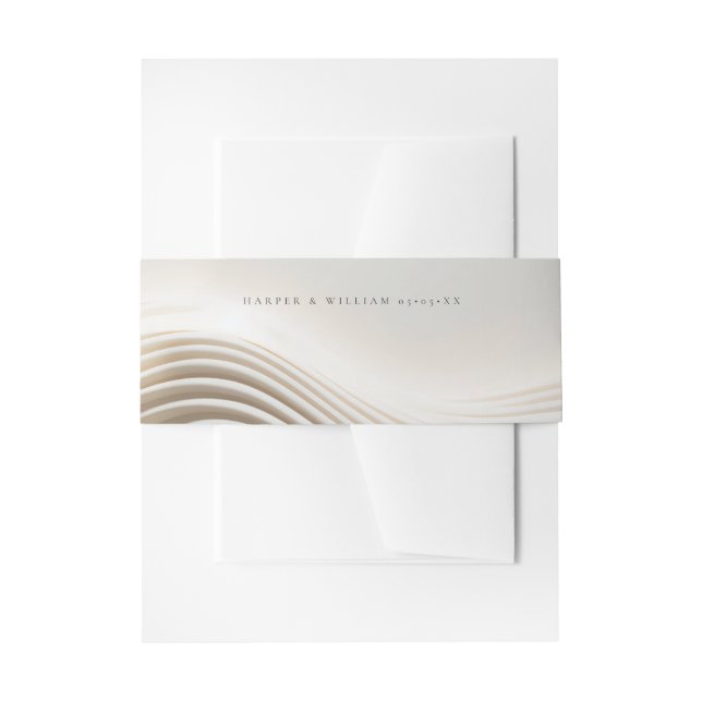 Flowing sculpted ivory wedding invitation  belly band (Front Example)