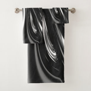 Flowing Silver Metal  Bath Towel Set