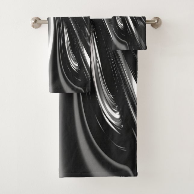 Flowing Silver Metal  Bath Towel Set (Insitu)