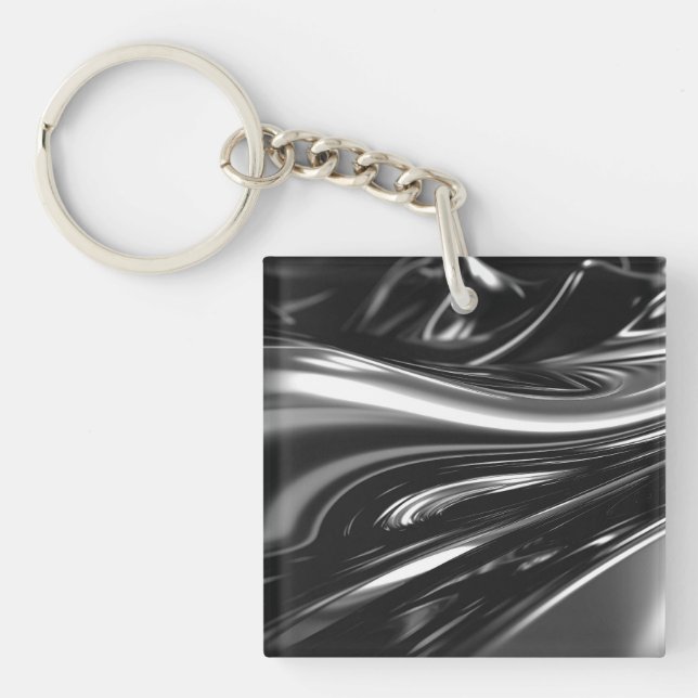 Flowing Silver Metal  Key Ring (Front)