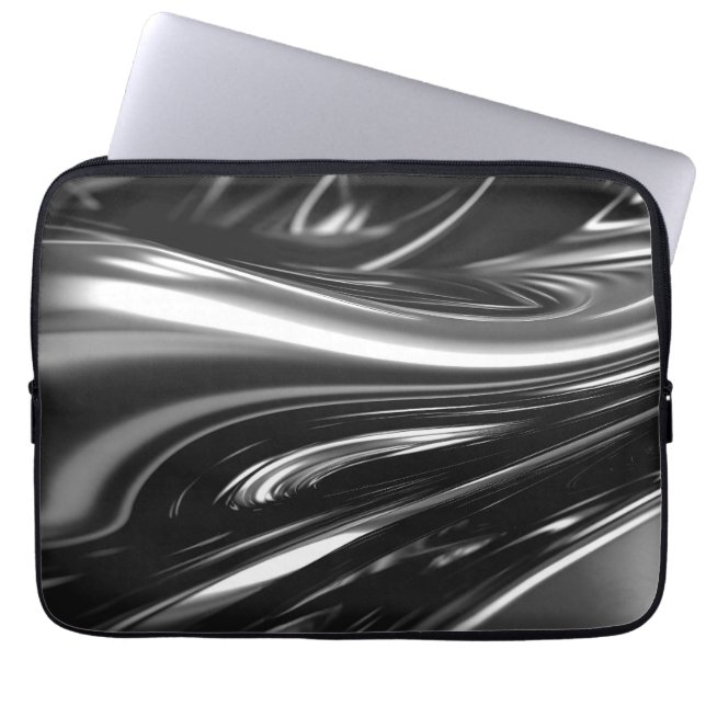 Flowing Silver Metal  Laptop Sleeve (Front)