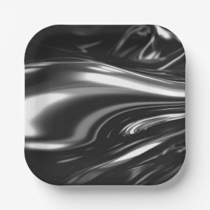 Flowing Silver Metal Paper Plate