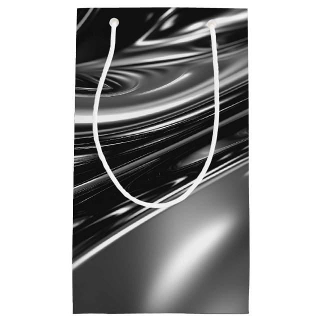 Flowing Silver Metal  Small Gift Bag (Front)