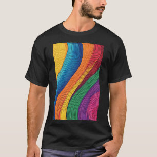 Flowing Spectrum: A Vibrant Abstract Rainbow T-Shirt
