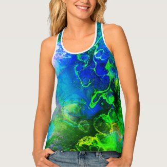 Flowing Textured Ink Abstract Chaos Green & Blue