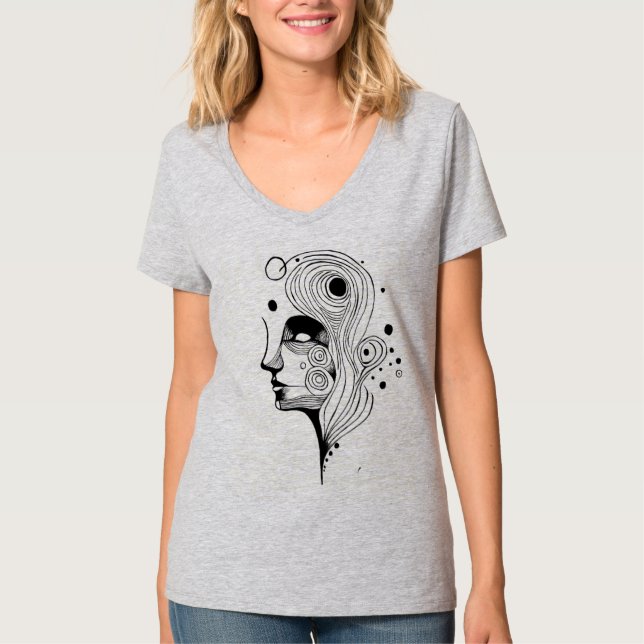 Flowing Thoughts – Abstract Line Art T-shirt Desig (Front)