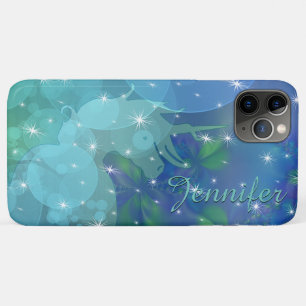Flowing Unicorn Silhouette (blue/green w/stars) iPhone 11 Pro Max Case
