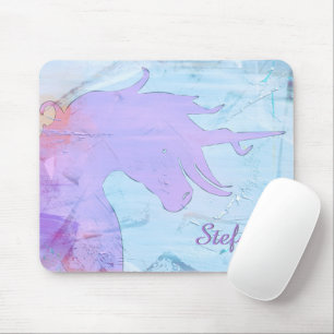 Flowing Unicorn Silhouette (blue painted) Mouse Mat