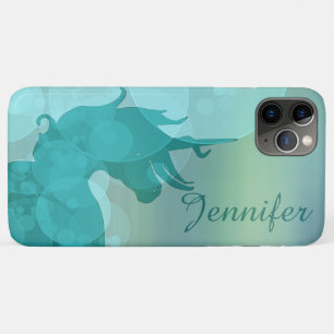 Flowing Unicorn Silhouette L (teal w/teal bubbles) iPhone 11 Pro Max Case