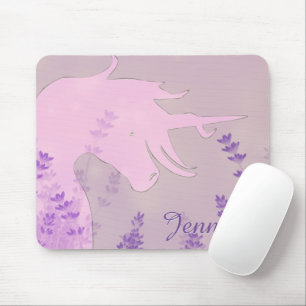 Flowing Unicorn Silhouette (purple flowers) Mouse Mat