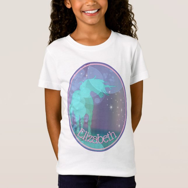 Flowing Unicorn Silhouette (rainbow bubbles) T-Shirt (Front)