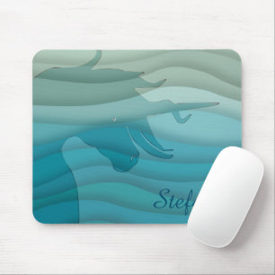 Flowing Unicorn Silhouette (wavy) Mouse Mat