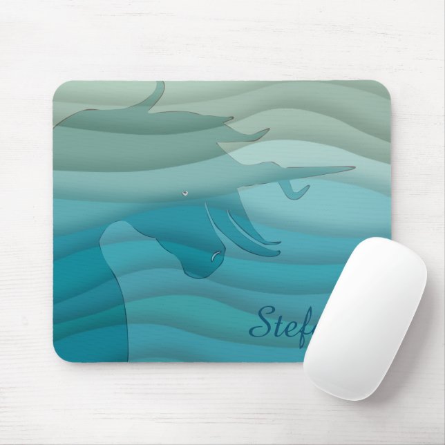Flowing Unicorn Silhouette (wavy) Mouse Mat (With Mouse)