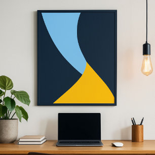 Flowing Yellow and Blue Wave Shapes Poster