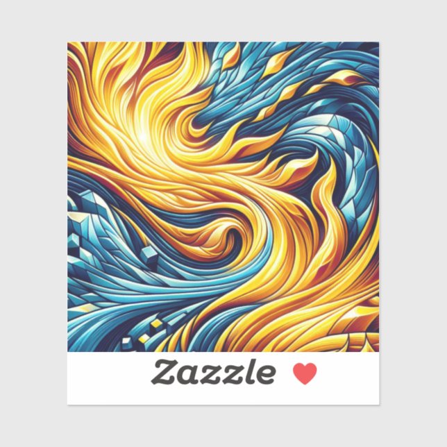 Flowing Yellow Fire Ice Geometric Pattern (Sheet)