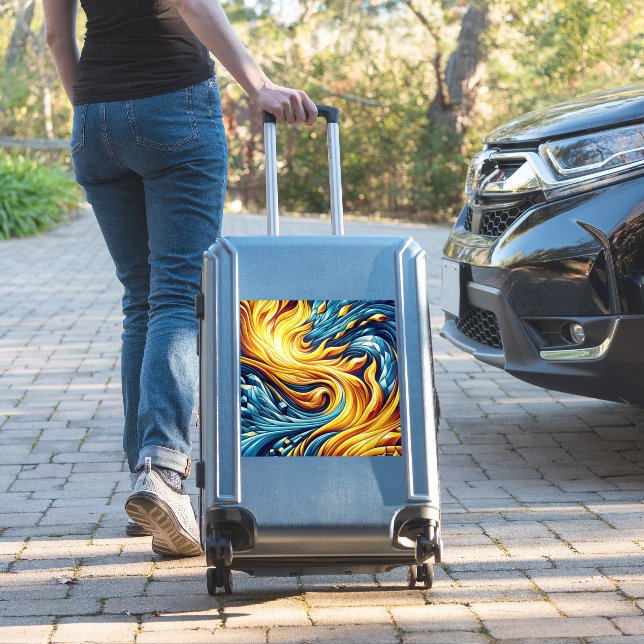 Flowing Yellow Fire Ice Geometric Pattern (Suitcase Insitu)