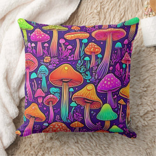 Flowy Neon Mushrooms Dance Cushion