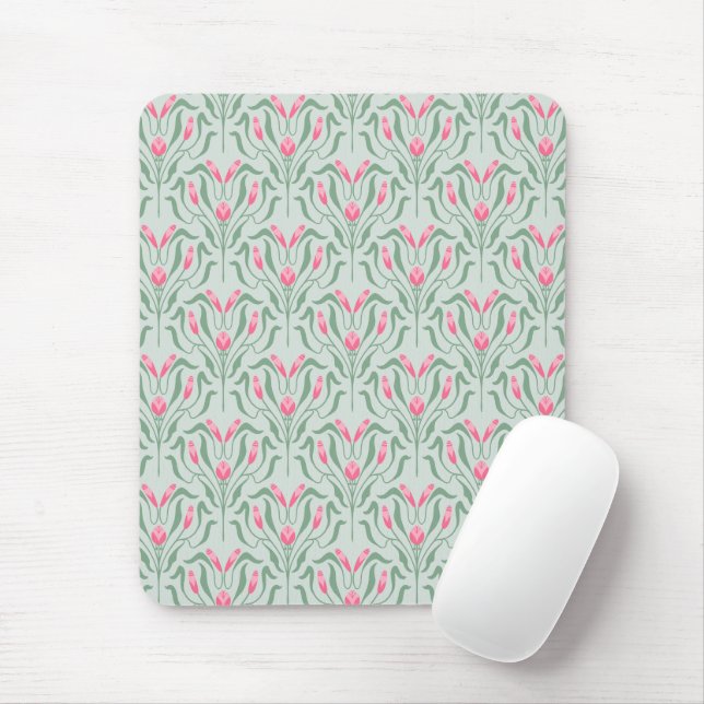 Flowy Pink Bud  Mouse Mat (With Mouse)