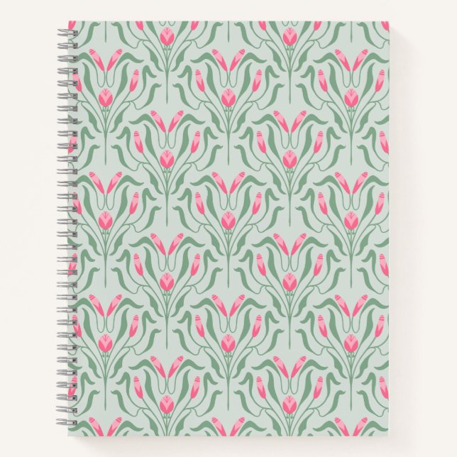 Flowy Pink Bud Spiral Notebook (Front)