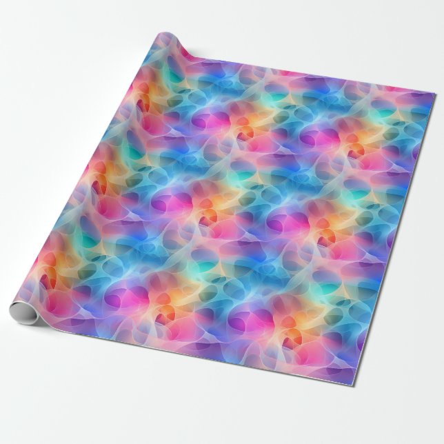 Flowy Rainbow Abstract Wrapping Paper (Unrolled)