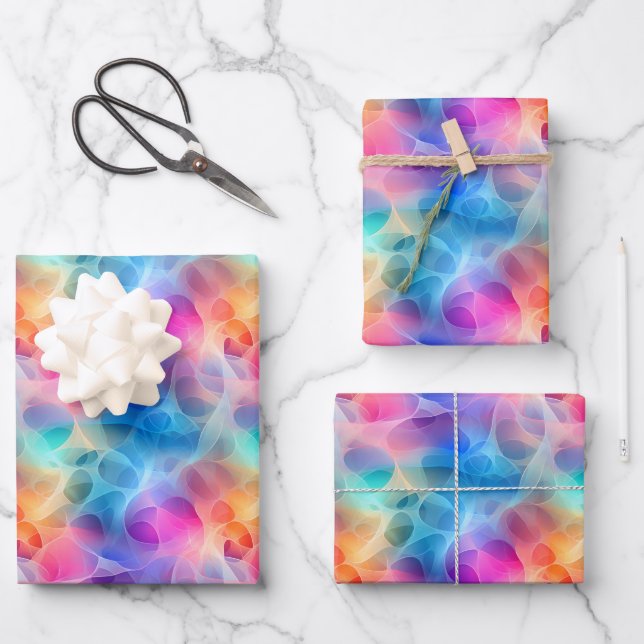 Flowy Rainbow Abstract Wrapping Paper Sheet (Front)
