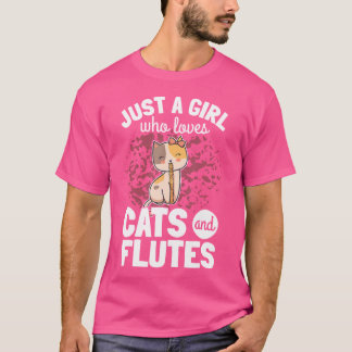 Flten-Geschenke Cat Plays Flute 	 - Men'S Black Sm T-Shirt
