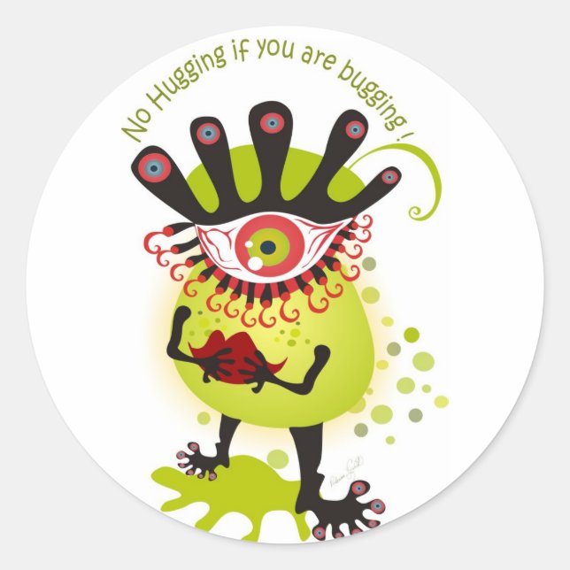 Flu Bug Classic Round Sticker (Front)