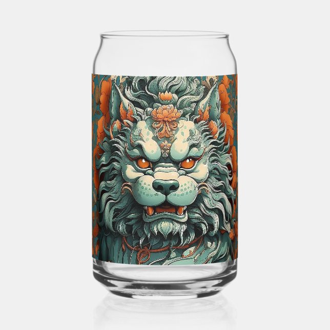 Flu Lion of Wisdom Beer Can Can Glass (Front)