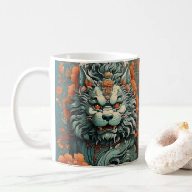 Flu Lion of Wisdom  Coffee Mug (Asian Lion Head  mug available in 11 oz & 15 oz. Microwave and dishwasher safe. 
)