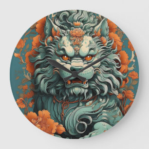 Flu Lion of Wisdom  Large Clock
