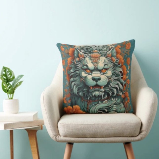 Flu Lion of Wisdom Printed Backpack (Asian Lion Head  pillow high quality 100% polyester hidden zipper enclosure. Made in the USA. 
)