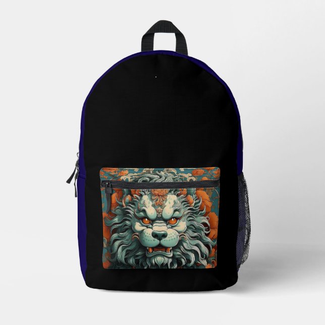 Flu Lion of Wisdom Printed Backpack (Front)