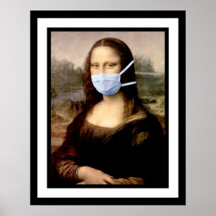 Flu Season Mona Lisa with Mask & Faux Frame Poster