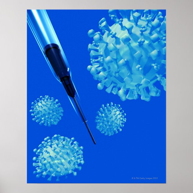 Flu vaccine, conceptual computer artwork. poster (Front)