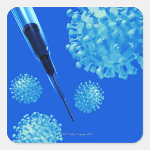 Flu vaccine, conceptual computer artwork. square sticker