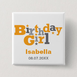 Fluctuating Type Birthday Girl Button