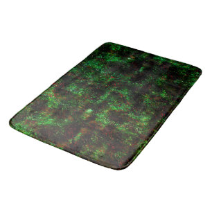 Fluctuation of dark spots on showy green and red bath mat