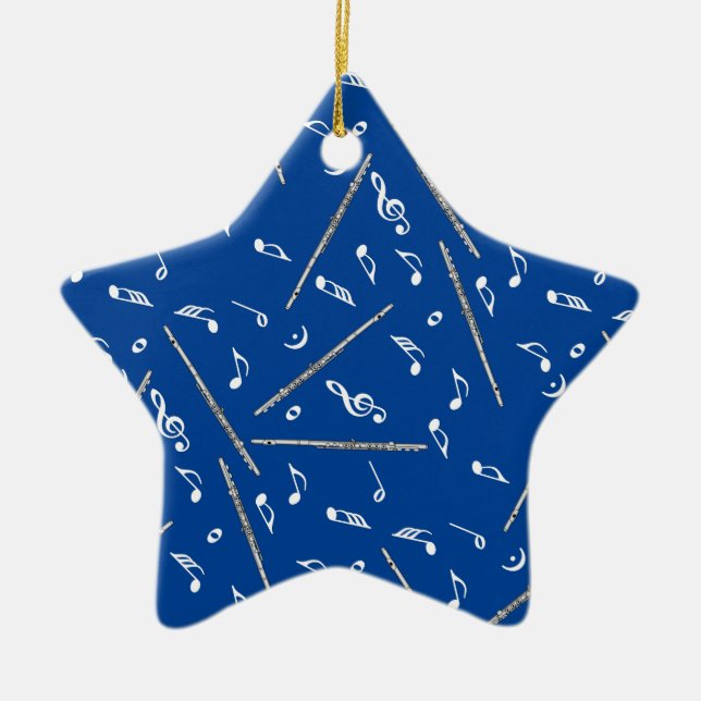 Flue Music Notes Pattern Ceramic Tree Decoration (Front)