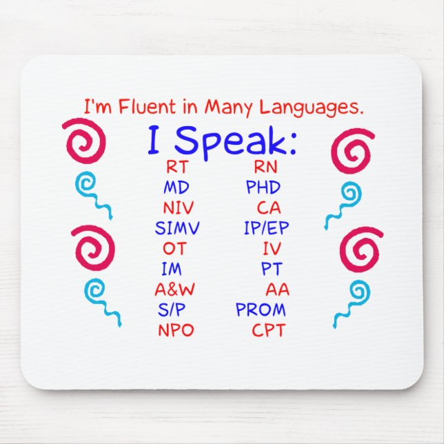 Fluent in Abbreviations Mouse Mat (Front)