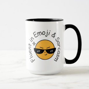 “Fluent in Emoji and Sarcasm” Funny Coffee Mug