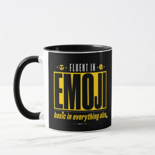Fluent in Emoji Mug   Funny Emoji Coffee Cup