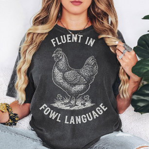 Fluent in Fowl Language Chicken Retro Sketch T-Shirt