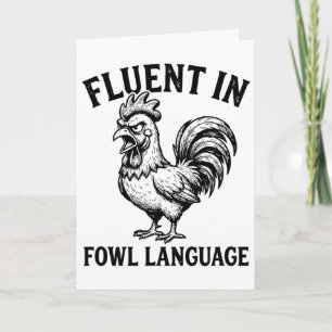 Fluent In Fowl Language Funny Rooster Chicken Pun Card