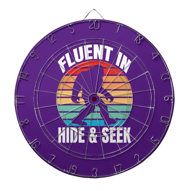 Fluent in Hide and Seek Funny Bigfoot  Dartboard (Front)