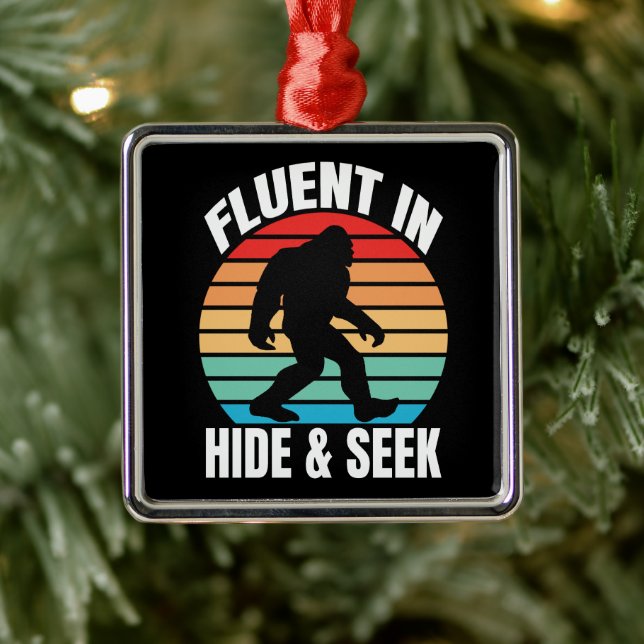 Fluent in Hide and Seek Funny Bigfoot  Metal Tree Decoration (Tree)