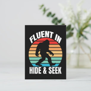 Fluent in Hide and Seek Funny Bigfoot Postcard