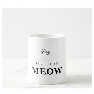 Fluent in Meow Funny Cat Lover Paw Print Mug