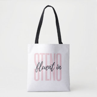 Fluent in steno tote bag